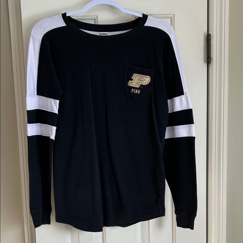 PINK Purdue Black and White Long Sleeve Shirt
